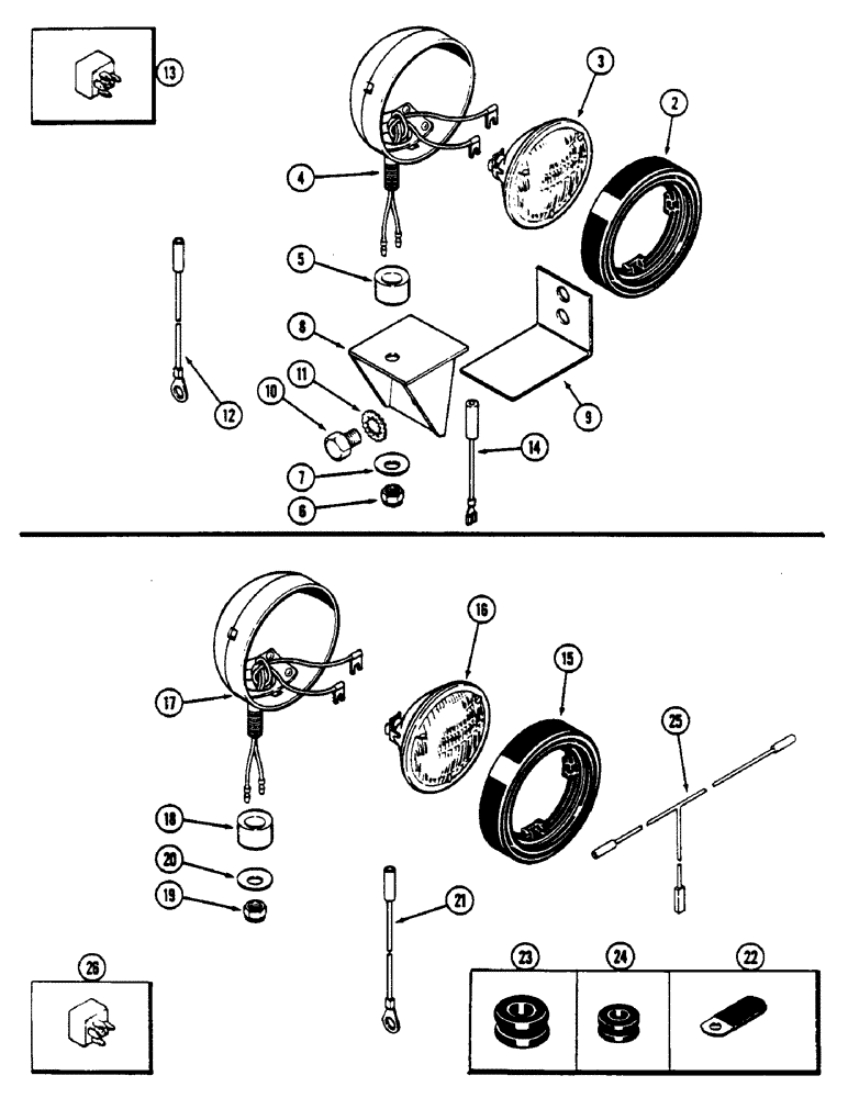 Схема запчастей Case IH 4690 - (4-094) - FLOOD LAMP ATTACHMENTS, FRONT AND REAR (04) - ELECTRICAL SYSTEMS