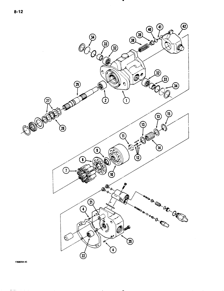 Схема запчастей Case IH 9130 - (8-12) - HYDRAULIC PISTON PUMP ASSEMBLY (08) - HYDRAULICS