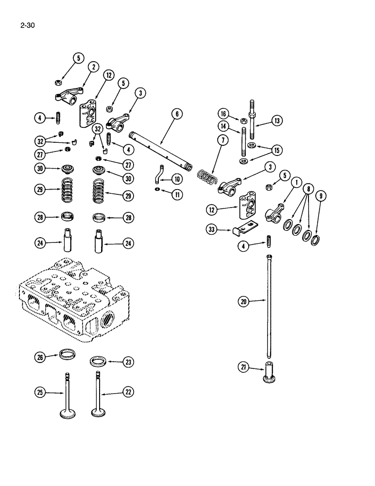 Схема запчастей Case IH 3594 - (2-030) - VALVE MECHANISM, 504BDT DIESEL ENGINE (02) - ENGINE