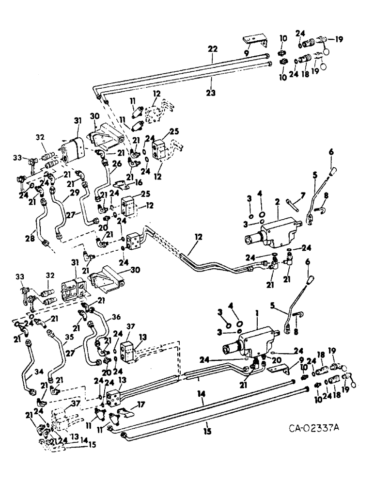 Схема запчастей Case IH 686 - (10-31) - HYDRAULICS, AUXILIARY VALVES AND TUBES (07) - HYDRAULICS