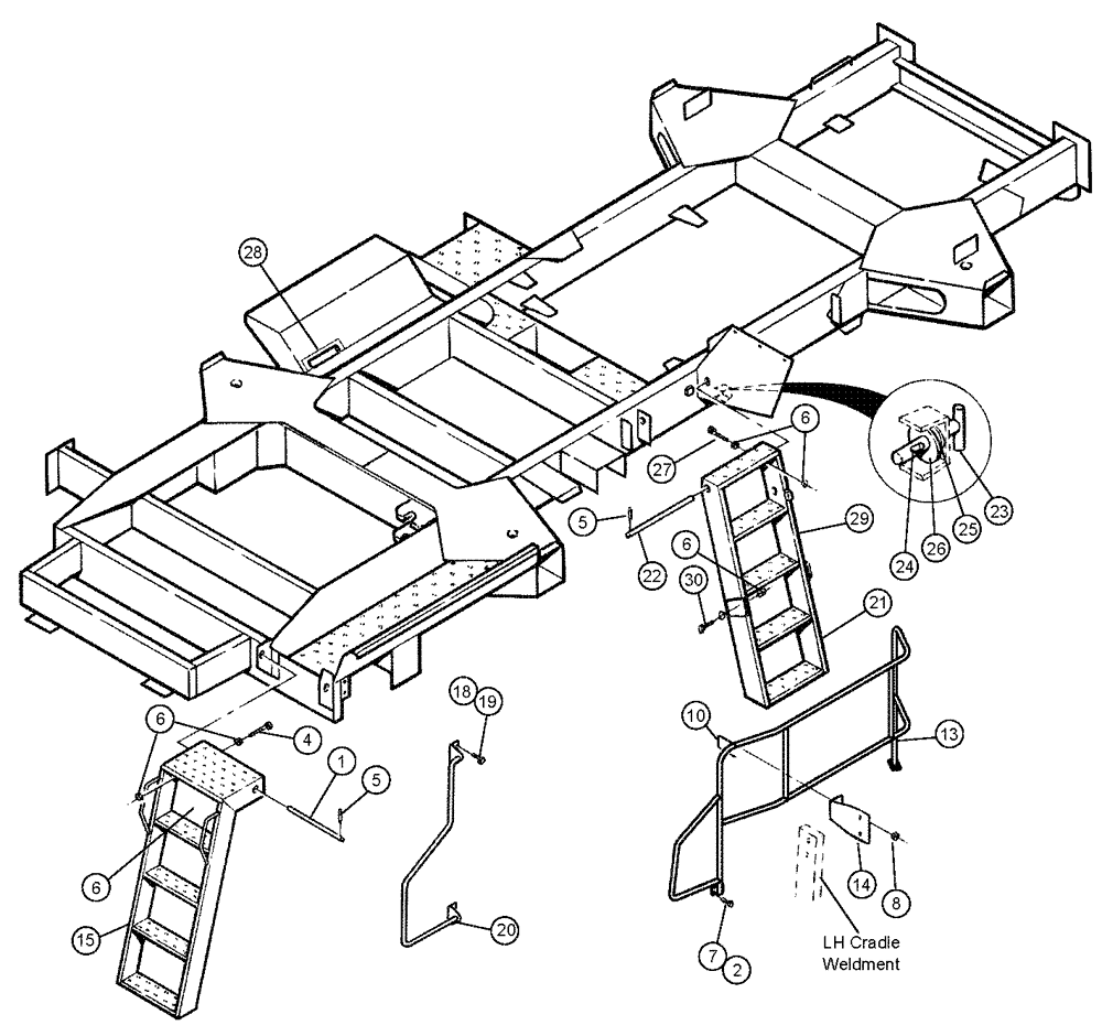 Схема запчастей Case IH 3150 - (04-010) - LADDERS - L.H. Suspension & Frame