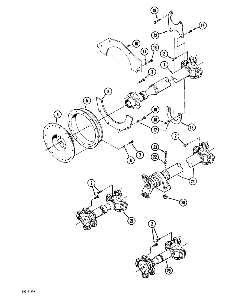 Схема запчастей Case IH 9270 - (6-086) - 90-7382T91 DRIVE SHAFTS & MOUNTING SYNCHROMESH TRACTOR (06) - POWER TRAIN