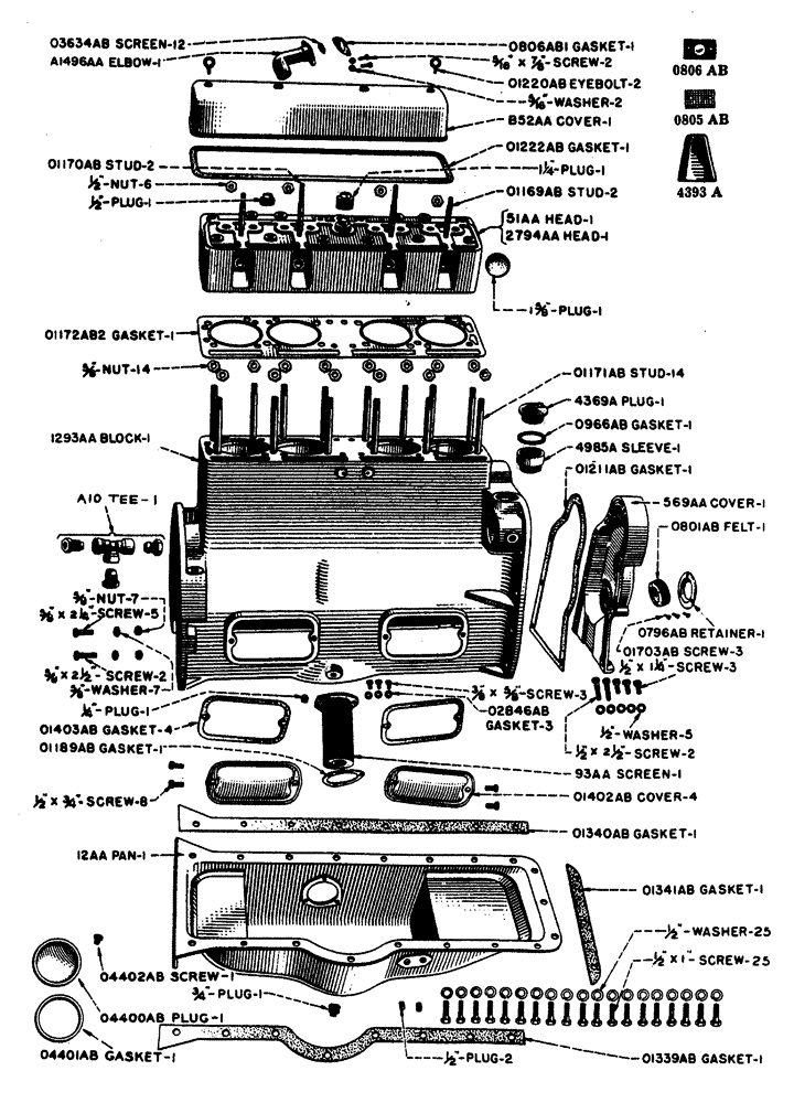 Схема запчастей Case IH L-SERIES - (003) - CYLINDER HEAD, CYLINDER BLOCK AND OIL PAN (02) - ENGINE