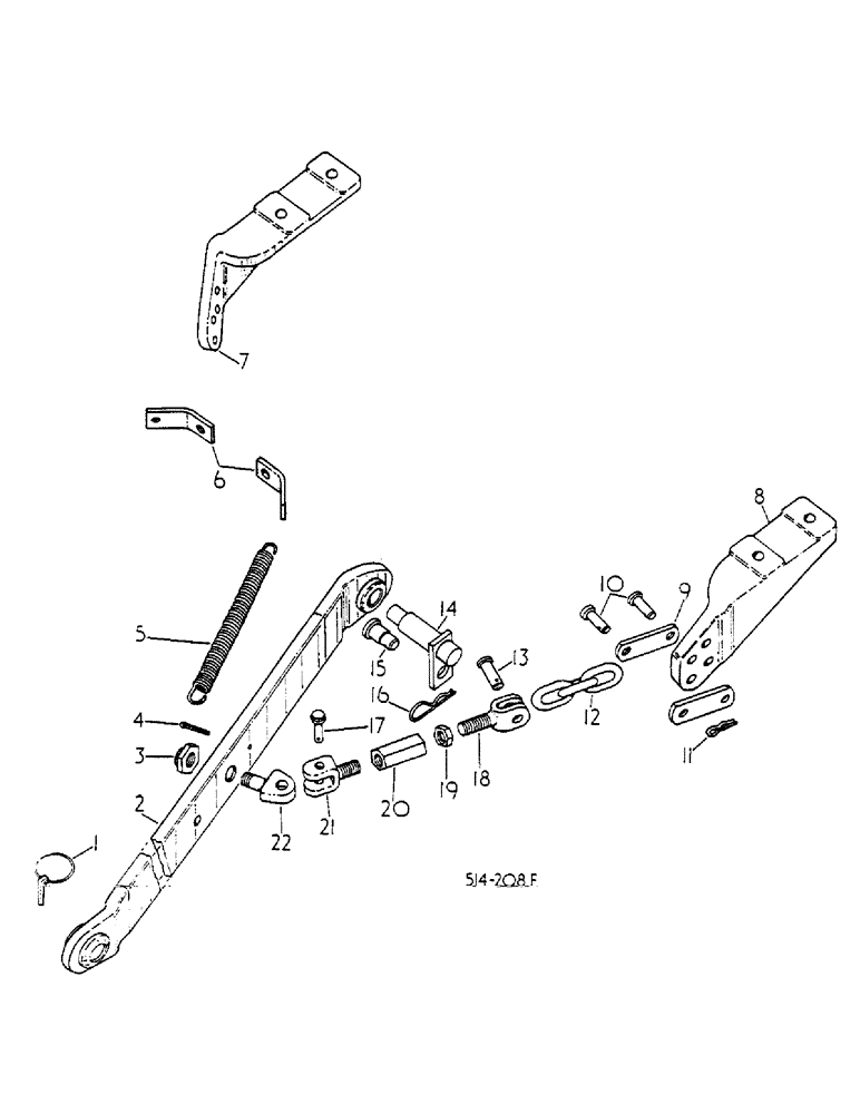 Схема запчастей Case IH 268 - (09-008) - LOWER LINKS, THREE-POINT HITCH, WITH OUTSIDE CHECK CHAINS (12) - FRAME