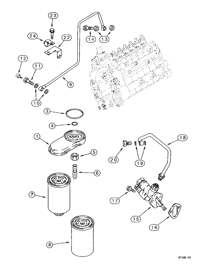 Схема запчастей Case IH MX200 - (3-014) - FUEL FILTER, PUMP, TRANSFER, MX200, MX220, 6TAA-830 EMISSIONS CERTIFIED ENGINE (03) - FUEL SYSTEM