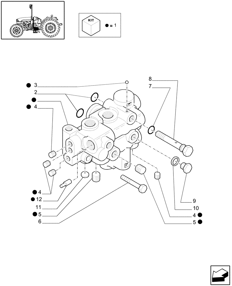 Схема запчастей Case IH JX1060C - (1.33.2/06[03]) - (VAR.326) REAR ELECTROHYDRAULIC DIFF. LOCK - C5737 (04) - FRONT AXLE & STEERING