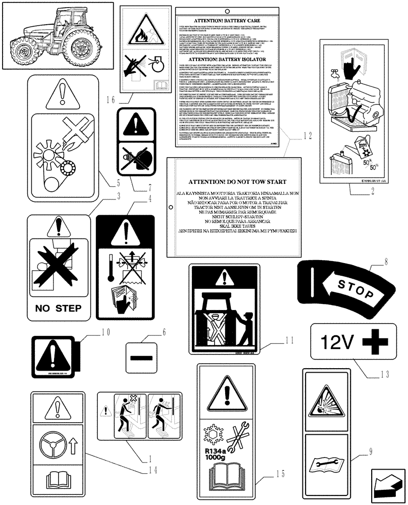 Схема запчастей Case IH MAXXUM 140 - (1.98.0[01A]) - DECALS - D6718 (13) - DECALS