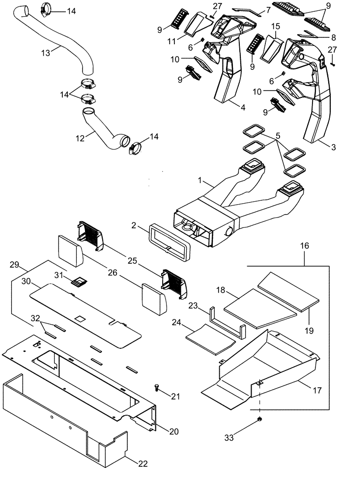 Схема запчастей Case IH MAGNUM 255 - (09-39) - AIR CONDITIONING - DUCTS (09) - CHASSIS/ATTACHMENTS