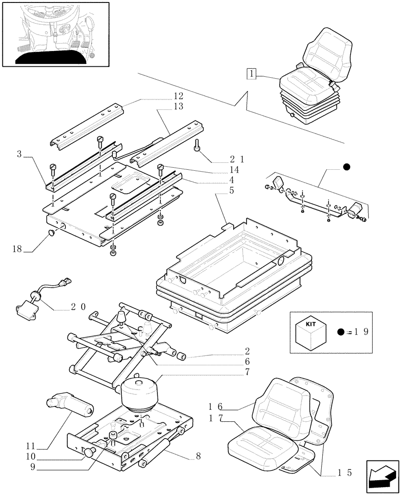 Схема запчастей Case IH JX1085C - (1.92.85/02A) - "MT" SEAT WITH AIR SUSPENSION WITH BELTS AND SWITCH - BREAKDOWN - W/CAB - C6330 (10) - OPERATORS PLATFORM/CAB