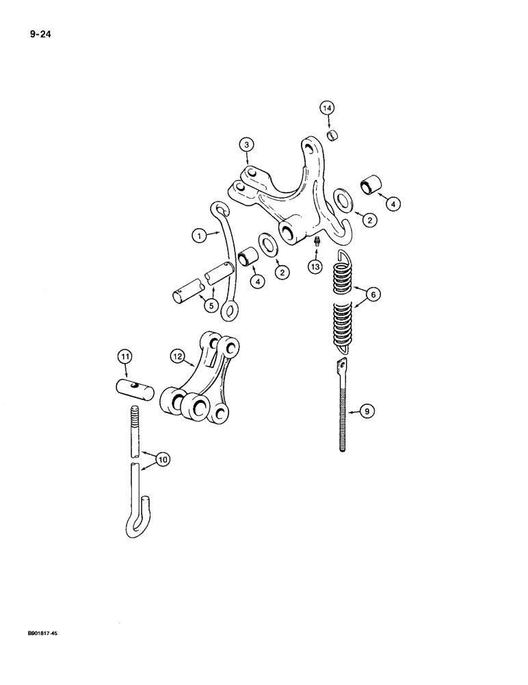 Схема запчастей Case IH 1300 - (9-24) - BELLCRANK, GAG AND LIFT LEVER, AND BALANCING SPRING (09) - CHASSIS/ATTACHMENTS