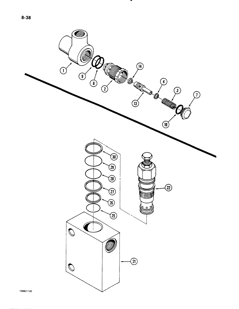 Схема запчастей Case IH STEIGER - (8-38) - HYDRAULIC RELIEF VALVE (08) - HYDRAULICS