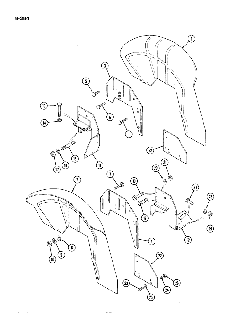 Схема запчастей Case IH 1194 - (9-294) - REAR FENDERS AND MOUNTINGS, LOW PROFILE SPECIAL, P.I.N. 11039983 AND AFTER (09) - CHASSIS/ATTACHMENTS
