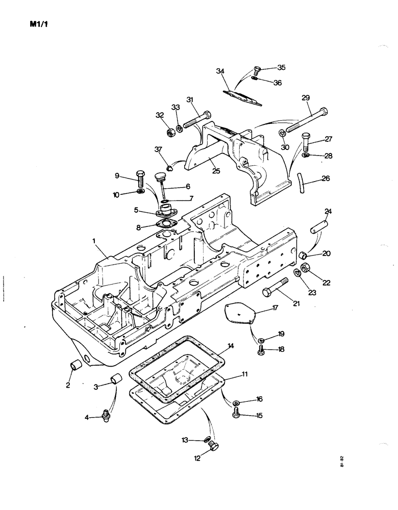 Схема запчастей Case IH 1190 - (M-01) - MAIN FRAME FRONT AND CLUTCH HOUSING (12) - FRAME