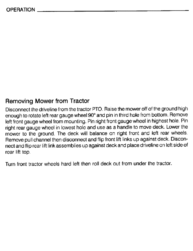 Схема запчастей Case IH M172 - (13) - OPERATION, REMOVING MOWER FROM TRACTOR (05) - SERVICE & MAINTENANCE