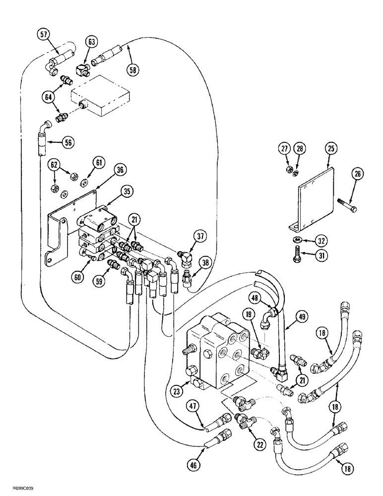 Схема запчастей Case IH L550 - (8-104) - HYDRAULICS - EXTERNAL VALVE (2 FUNCTION MXC80 - MXC100) WITH SELF LEVELING (08) - HYDRAULICS