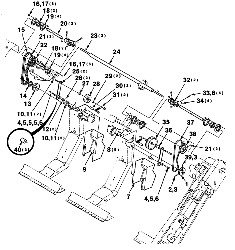 Схема запчастей Case IH 325 - (2-08) - MAIN DRIVE ASSEMBLY (58) - ATTACHMENTS/HEADERS