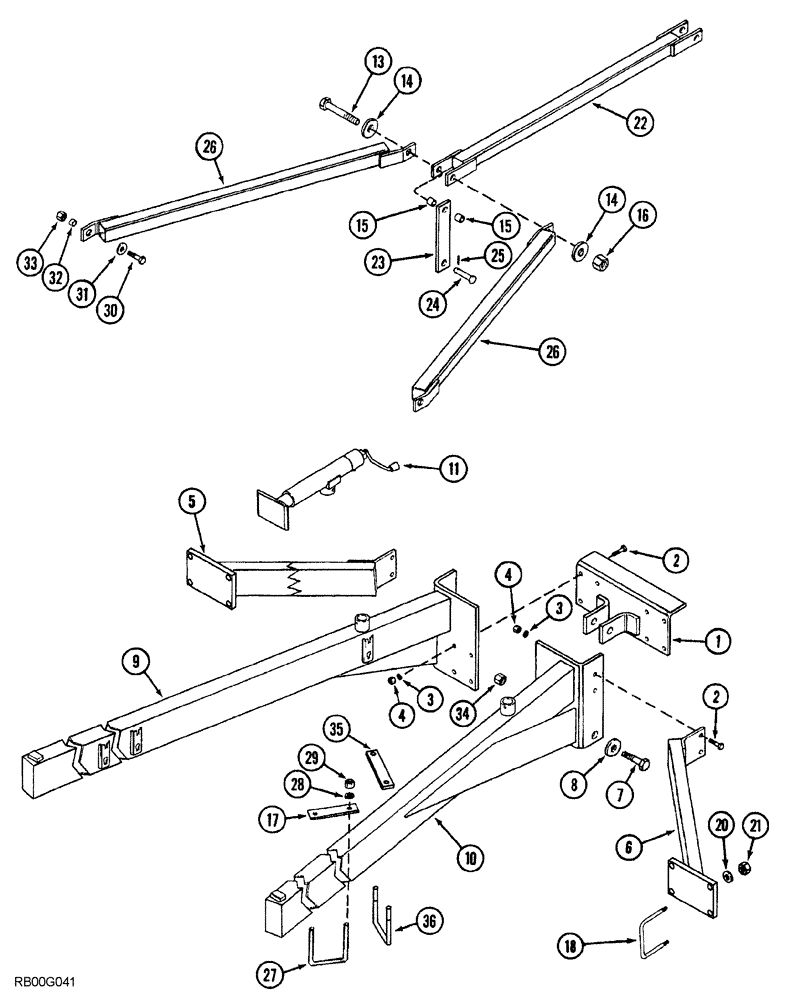 Схема запчастей Case IH 5850 - (09-80) - LEVEL LIFT HITCH, BRACES AND BEAMS, VERTICAL FOLD AND DOUBLE FOLD (09) - CHASSIS