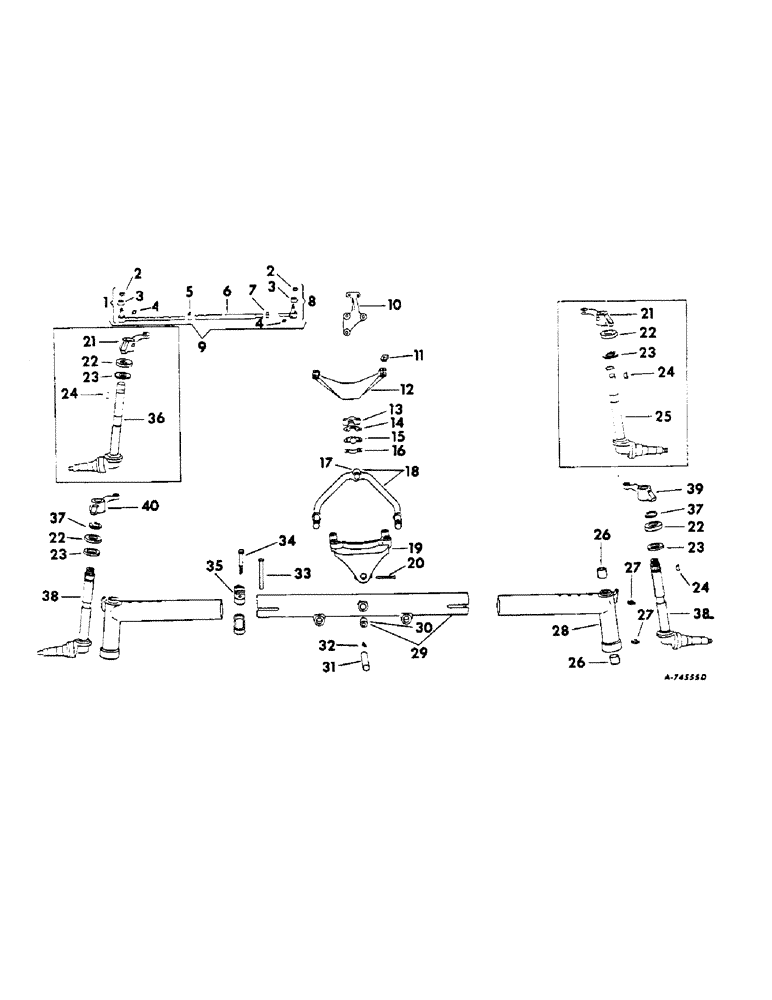 Схема запчастей Case IH 2544 - (J-16) - STEERING MECHANISM, ADJUSTABLE WIDE TREAD FRONT AXLE, FARMALL TRACTORS Steering Mechanism