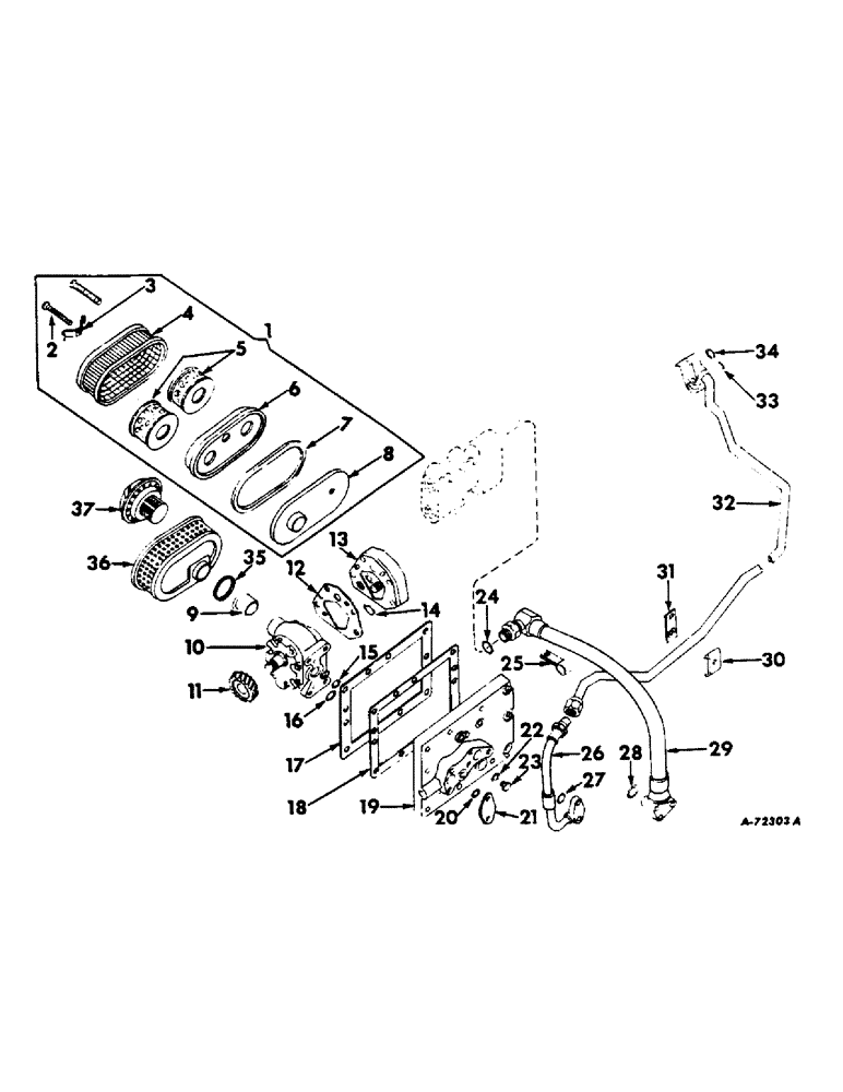 Схема запчастей Case IH 504 - (220) - HYDRAULIC SYSTEM, HYDRAULIC POWER SUPPLY, INTERNATIONAL TRACTORS (07) - HYDRAULIC SYSTEM