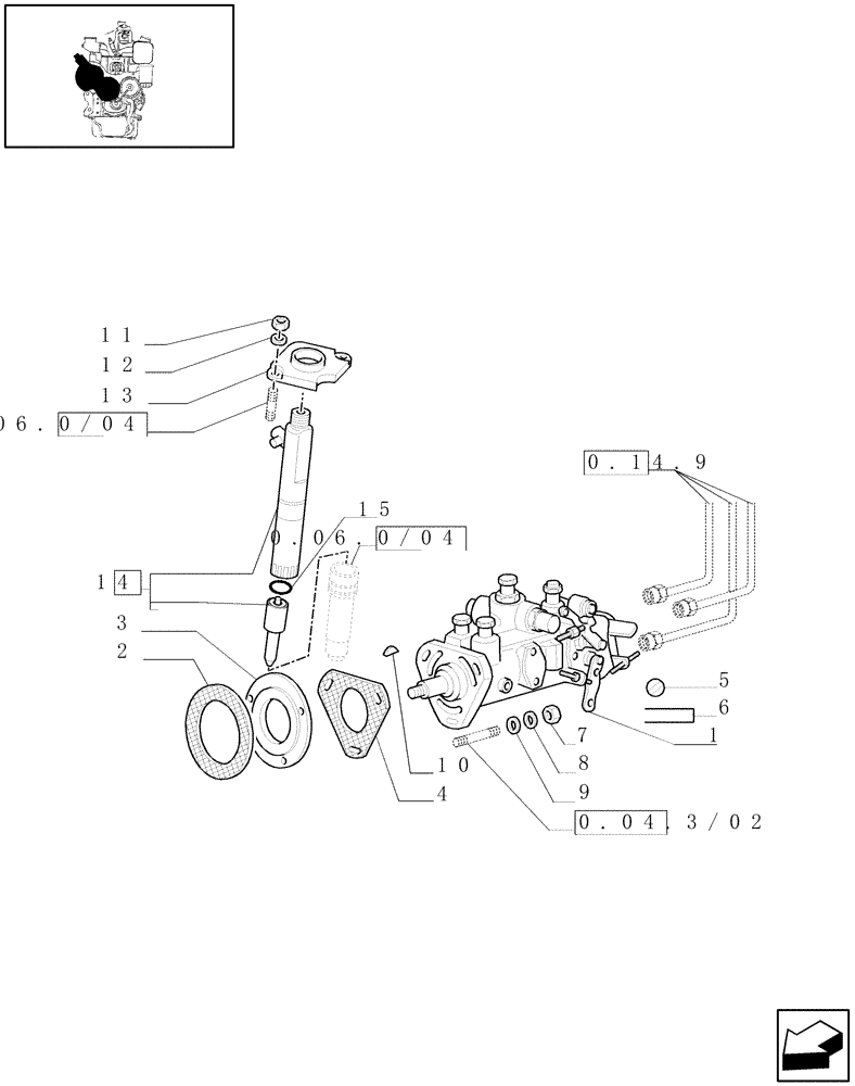 Схема запчастей Case IH JX90 - (0.14.0/04[01]) - (VAR.319-747) TTF ENGINE TIER2 - INJECTION PUMP (01) - ENGINE