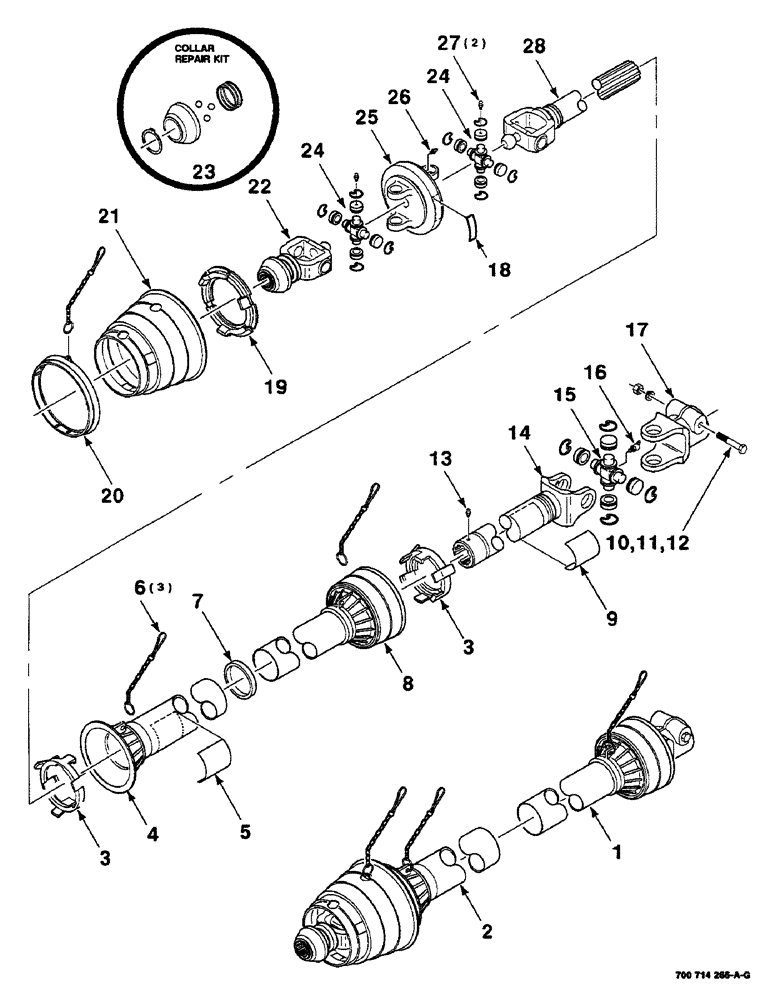 Схема запчастей Case IH 8455 - (2-04) - IMPLEMENT DRIVELINE ASSEMBLY (NEAPCO), (S.N. CFH0078788 AND Driveline