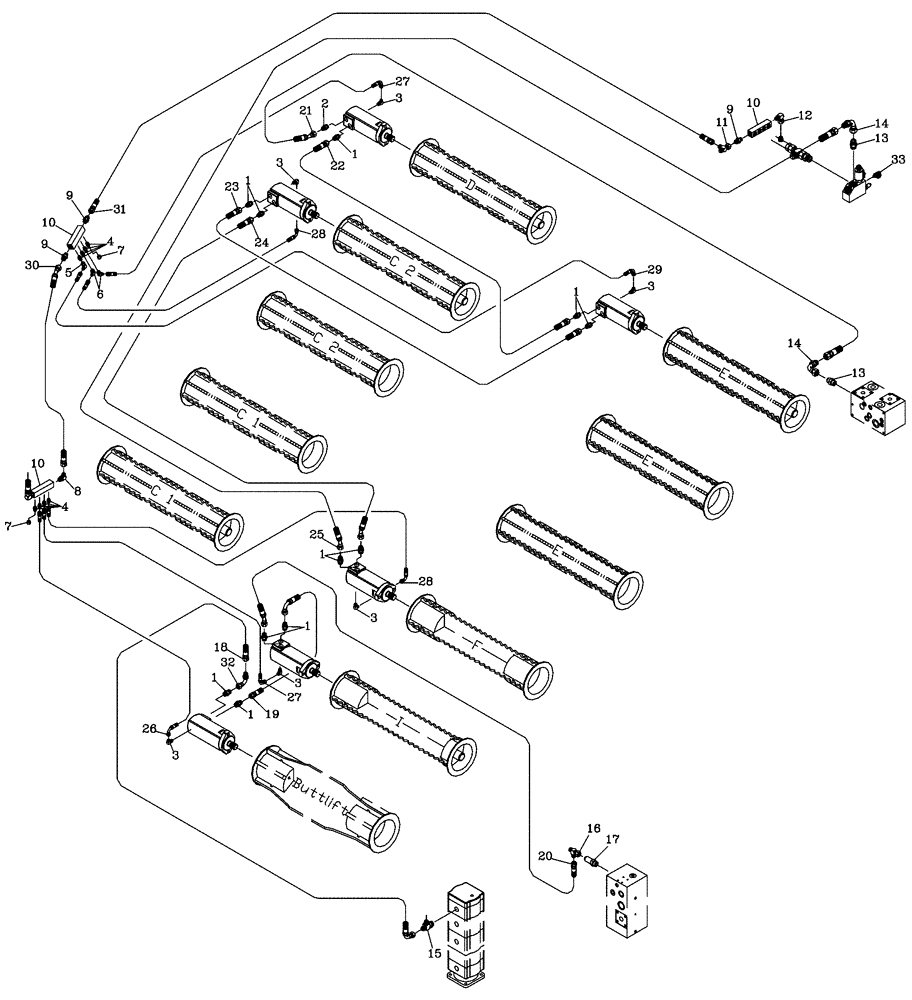 Схема запчастей Case IH 7700 - (B08[03]) - HYDRAULIC CIRCUIT {Rollers RHS} Hydraulic Components & Circuits