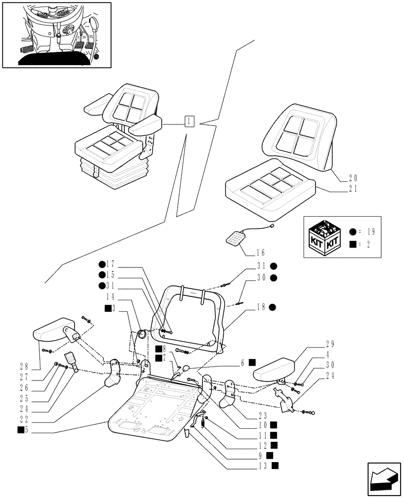 Схема запчастей Case IH JX70 - (1.92.85/04C[01]) - DELUXE SEAT WITH RETRACTABLE BELTS AND SWITCH - BREAKDOWN - D5662 (10) - OPERATORS PLATFORM/CAB