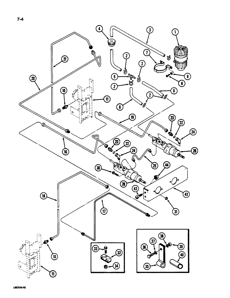 Схема запчастей Case IH 1844 - (7-04) - MASTER BRAKE CYLINDERS RESERVOIR, CONNECTIONS AND MOUNTING (5.1) - BRAKES