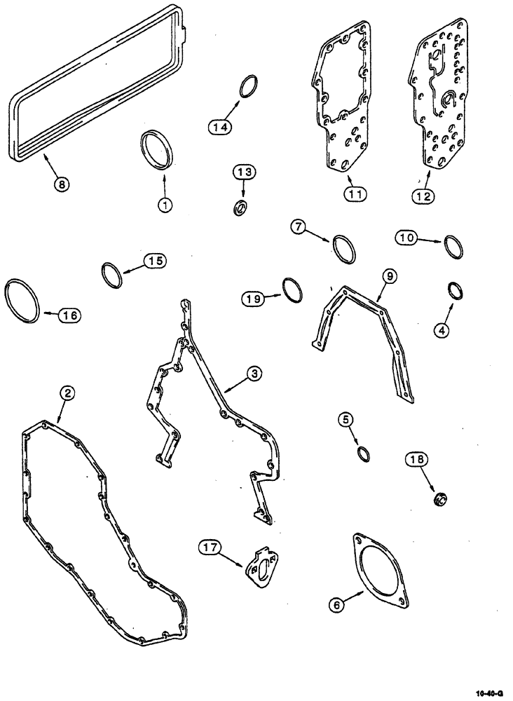 Схема запчастей Case IH 8870 - (10-40) - GASKET KIT (10) - ENGINE