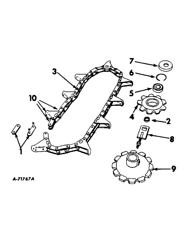 Схема запчастей Case IH 55 - (B-72) - WIDE-NARROW ROW CROP UNIT - LOWER GATHERING CHAIN (58) - ATTACHMENTS/HEADERS