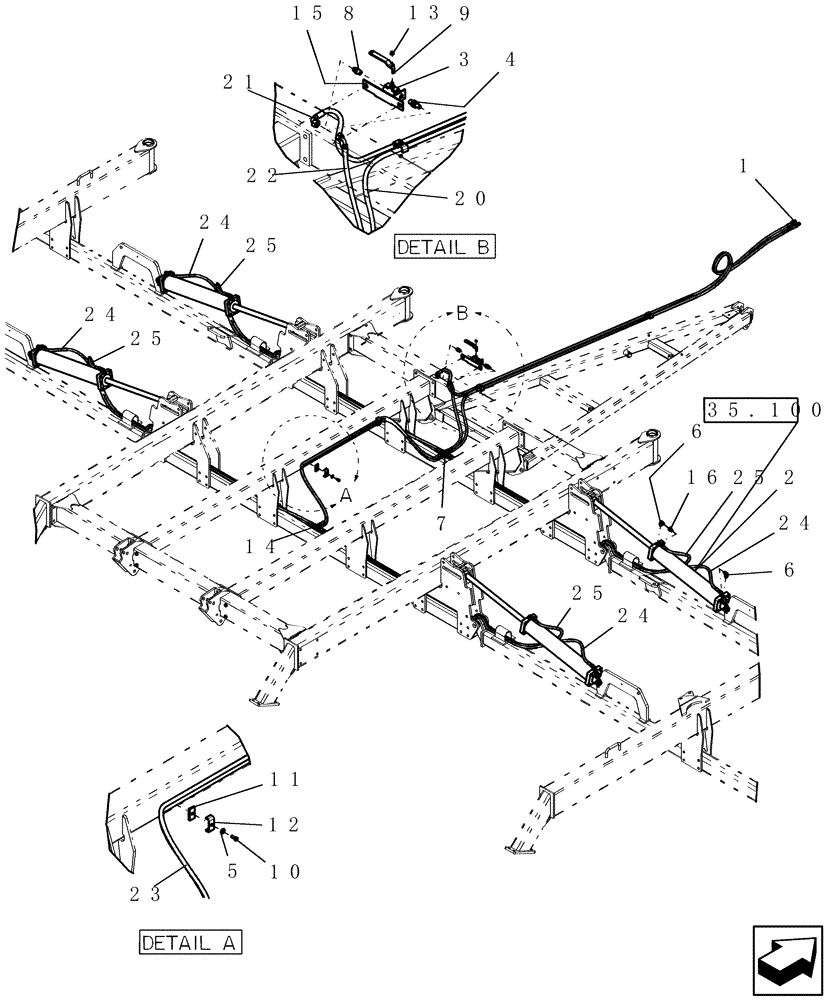 Схема запчастей Case IH 40 - (35.116.01) - WING LIFT HYDRAULICS (35) - HYDRAULIC SYSTEMS