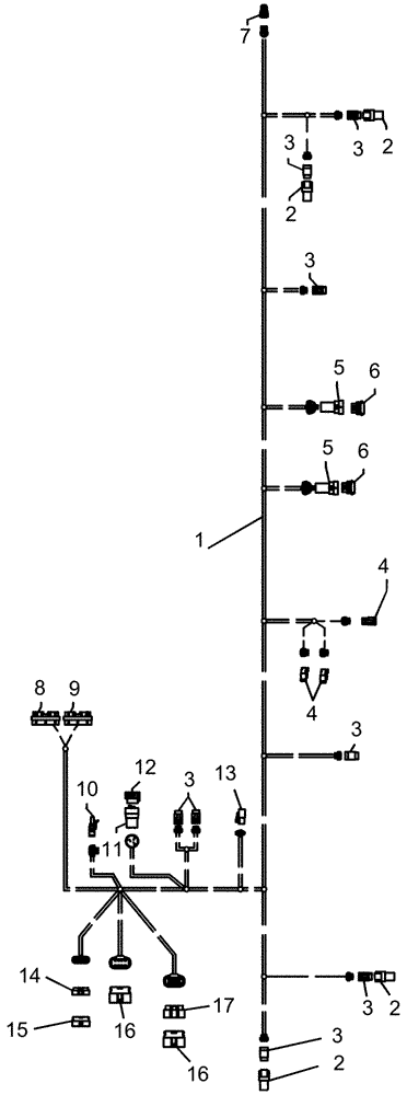 Схема запчастей Case IH 1240 - (55.100.18) - ELECTRICAL - HARNESS 87715123, PT TOOLBAR, 2 SECTION, ISOBUS (55) - ELECTRICAL SYSTEMS