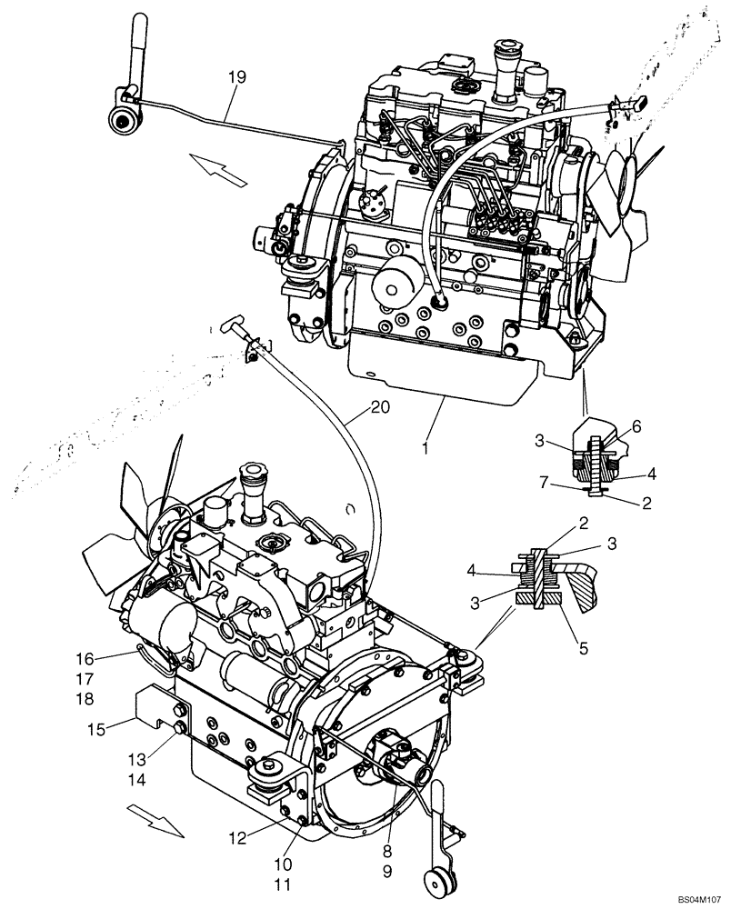 Схема запчастей Case IH 410 - (02-05) - ENGINE - MOUNTING (02) - ENGINE