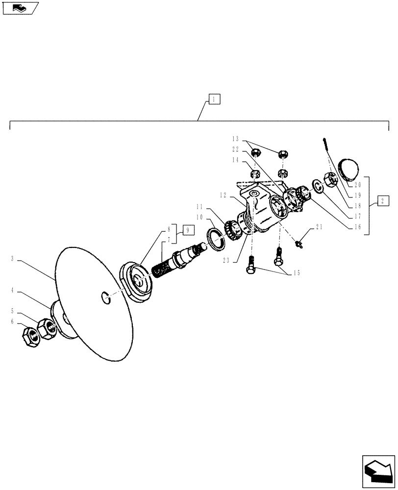 Схема запчастей Case IH TURBO-TIGER - (44.100.05) - DISC HUB ASSEMBLY (44) - WHEELS