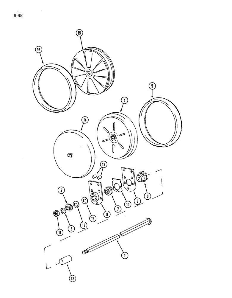 Схема запчастей Case IH 7200 - (9-098) - PRESS WHEEL GANG (09) - CHASSIS/ATTACHMENTS