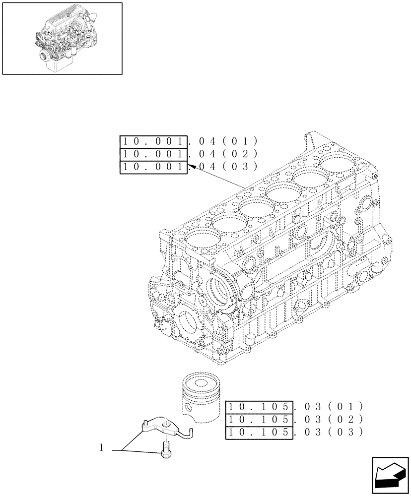 Схема запчастей Case IH 7010 - (10.001.02[03]) - CYLINDER BARREL LUBRICATION NOZZLE - 9010 (10) - ENGINE