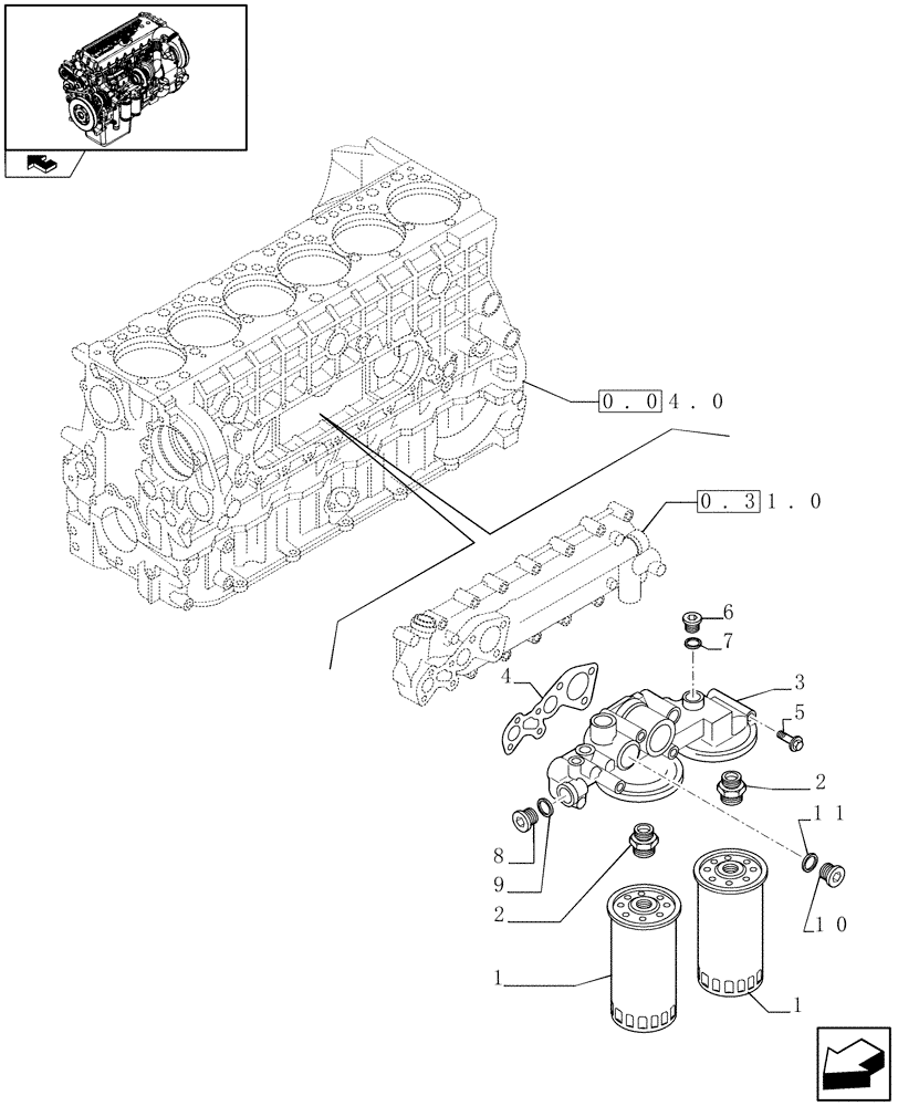 Схема запчастей Case IH F3CE0684C E002 - (0.30.2) - FILTER ENGINE OIL (504091888 - 504069738) 