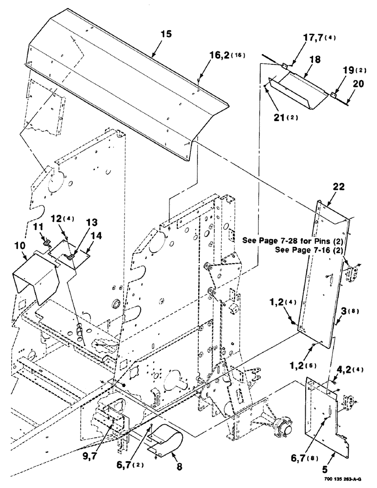 Схема запчастей Case IH 8435 - (7-20) - TONGUE SHIELDS AND LATCH SUPPORT ASSEMBLIES, LEFT, SERIAL NUMBER CFH0124401 AND LATER (12) - MAIN FRAME