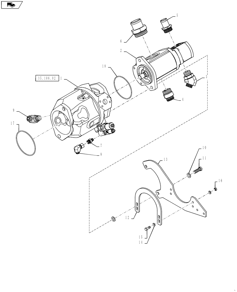 Схема запчастей Case IH STEIGER 450 - (35.106.01) - STANDARD HYDYRAULIC PUMP ASSEMBLY (35) - HYDRAULIC SYSTEMS