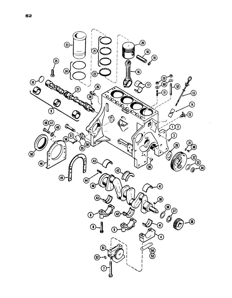 Схема запчастей Case IH 530 - (052) - CYLINDER BLOCK ASSEMBLY, PRIOR TO S/N 8262800, 530 MODEL, 159 SPARK IGNITION ENGINE (02) - ENGINE