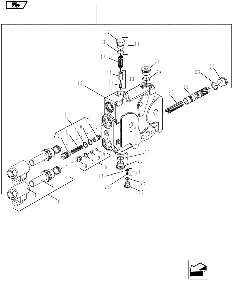 Схема запчастей Case IH MAGNUM 190 - (35.124.01) - VALVE ASSEMBLY, HITCH - BSN ZCRH01492 (35) - HYDRAULIC SYSTEMS