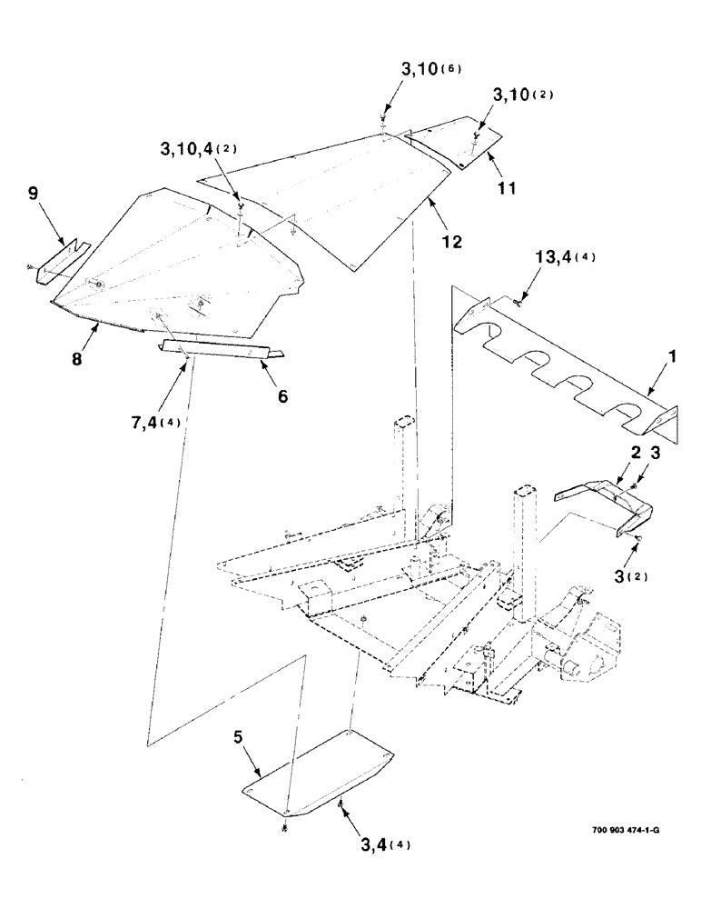 Схема запчастей Case IH 8725 - (07-12) - CENTER SHIELDS ASSEMBLY, 38" ROW (09) - CHASSIS