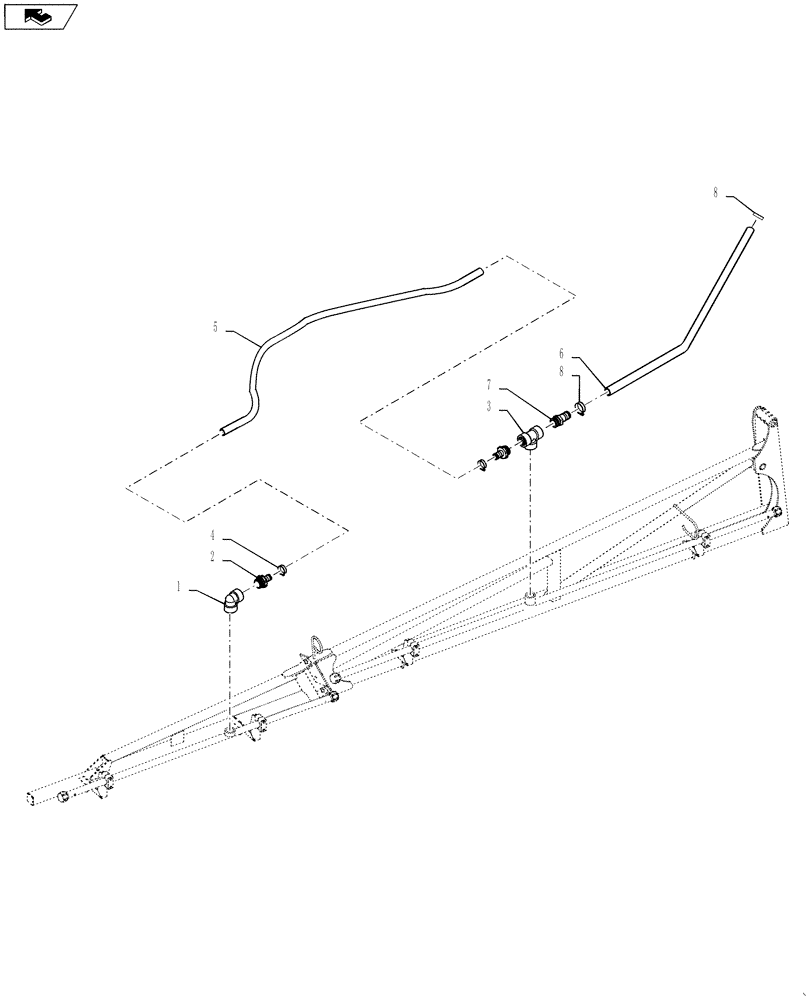 Схема запчастей Case IH 4420 - (09-024) - BOOM PLUMBING GROUP, 5 SECTION 90’ Liquid Plumbing