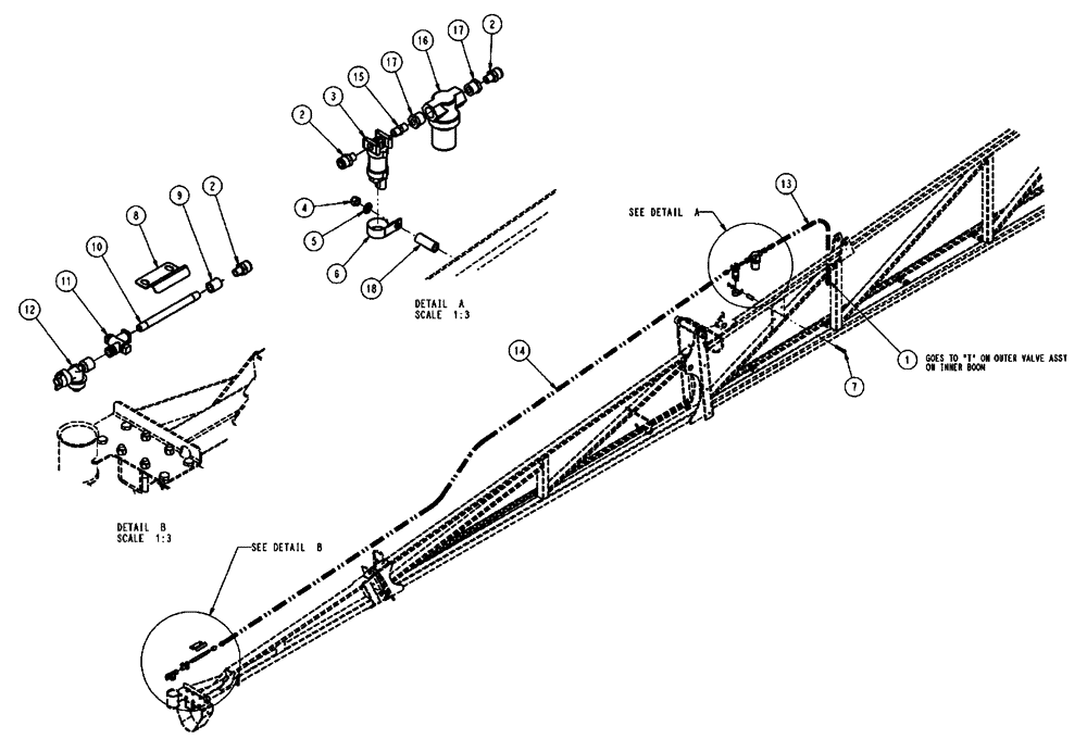 Схема запчастей Case IH SPX4410 - (11-009) - NOZZLE GROUP, LEFT BOOM, 90’, FENCE ROW Options