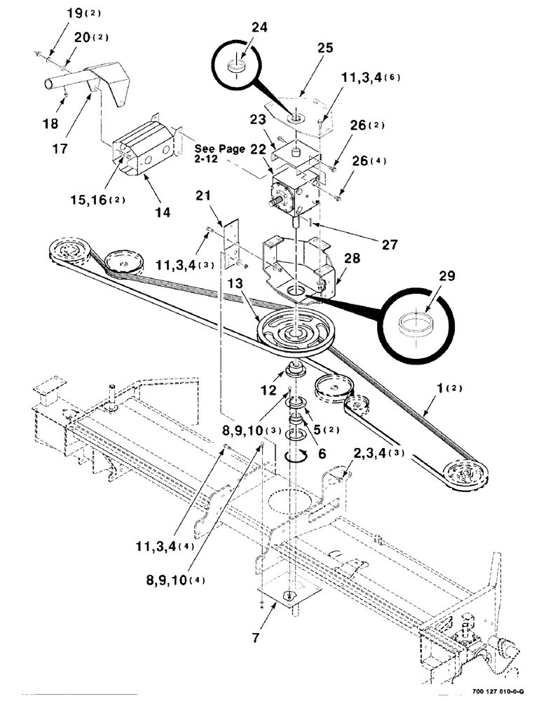 Схема запчастей Case IH 8312 - (2-20) - HEADER DRIVE ASSEMBLY, MAIN (58) - ATTACHMENTS/HEADERS