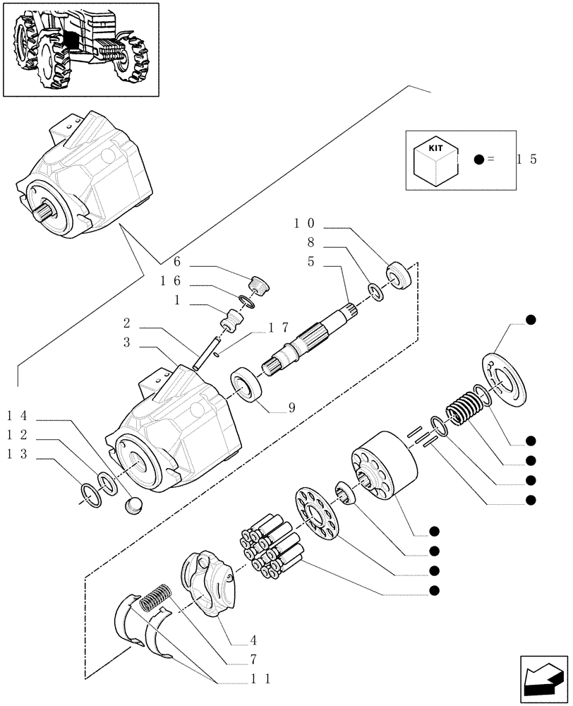 Схема запчастей Case IH MXU100 - (1.32.8/01A) - HYDRAULIK PUMP - BREAKDOWN (03) - TRANSMISSION