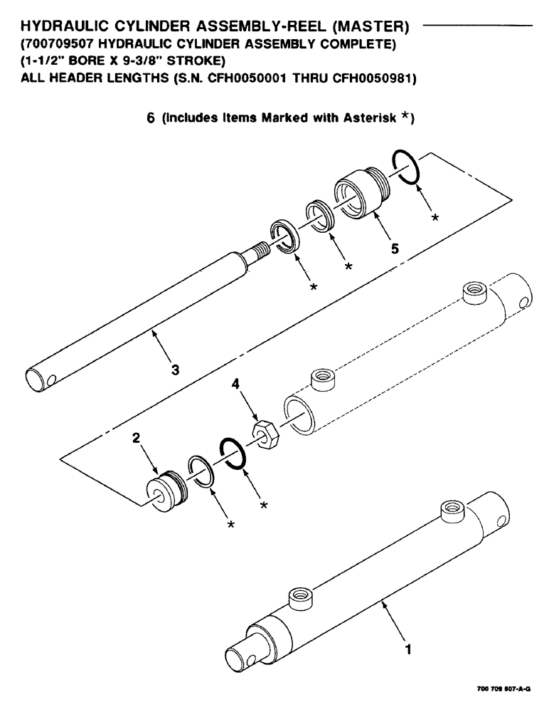 Схема запчастей Case IH 8820 - (8-16) - HYD. CYL. ASSEMBLY, REEL, MASTER, 700709507 HYD. CYL. ASSEMBLY COMPLETE, 1-1/2" BORE X 9-3/8" STROKE (08) - HYDRAULICS