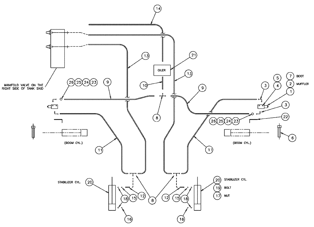 Схема запчастей Case IH FLX610 - (03-026) - STABILIZER PLUMBING (09) - BOOMS