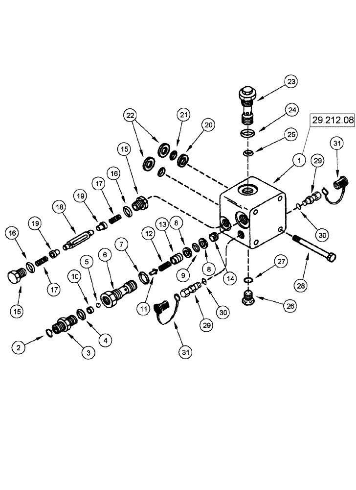 Схема запчастей Case IH 635 - (29.212.08) - MOTOR ASSEMBLY, HYDROSTATIC (RELIEF VALVE BLOCK) (29) - HYDROSTATIC DRIVE