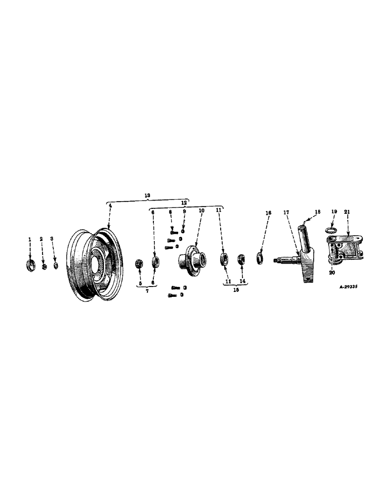 Схема запчастей Case IH VARIOUS - (B-034) - FRONT WHEEL, LEFT AND RIGHT, FOR USE WITH PNEUMATIC TIRE 